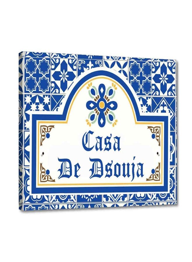 نتكيس لوحات أسماء خارجية من البولي كربونات من نوتكيس، قابلة للتخصيص، مقاومة للماء، مطبوعة رقميًا على الطراز الإسباني البرتغالي (أزوليخو)، للمنزل - عرض 12 بوصة × طول 8 بوصات - بلاط إشبيلية - Image 3